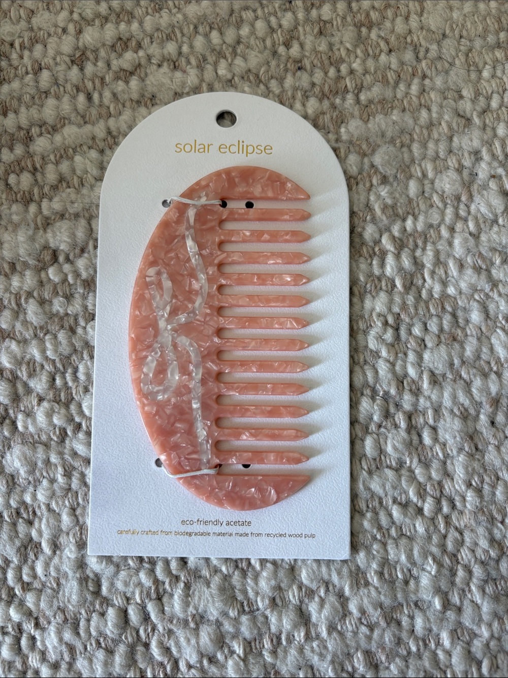 Solar Eclipse Peach Marbled Hair Comb